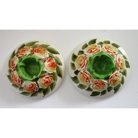 Wilkinson Royal Staffordshire Pottery England - Pair (2) Floral Candlesticks VTG - Picture 2 of 11